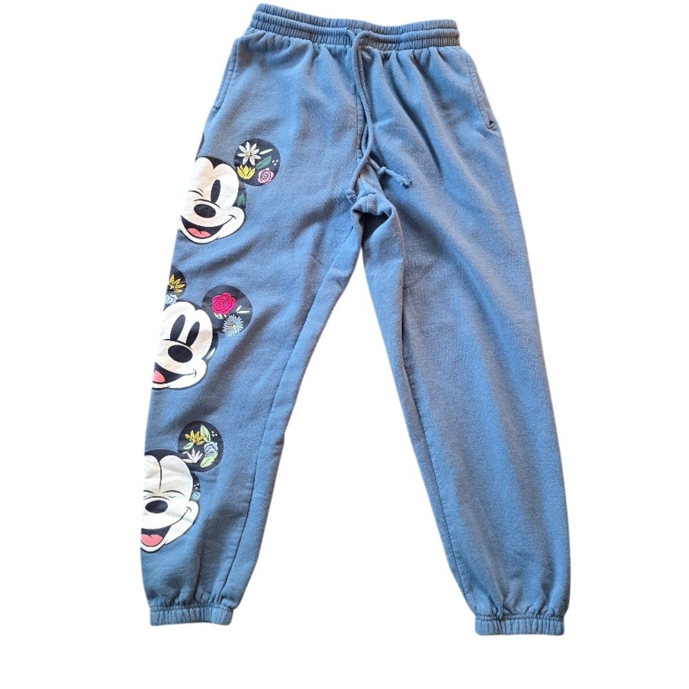 Disney Mickey Mouse Blue Embroidered Sweatpants Womens M Jogger Lounge Nostalgia